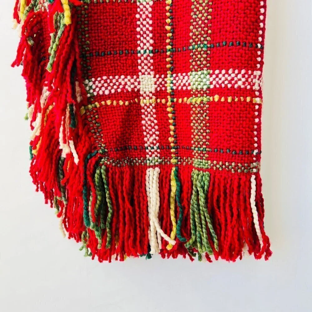 Bedford Collection home throw blanket, Red plaid, Made in USA